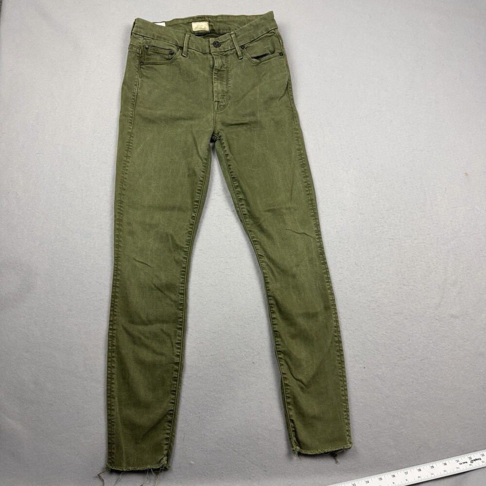 MOTHER The Looker High Waisted Ankle Skinny Jeans Olive Green Women's Size 26